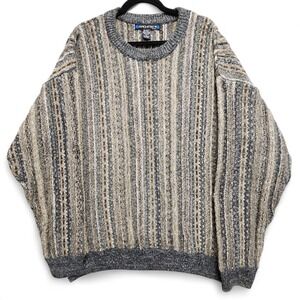 Architect Sweater‎ Mens XL (Fits as Large) 3D Knit Coogi Style 90s Acrylic Wool